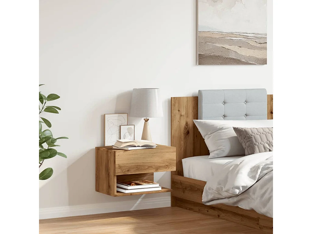 Table de chevet murale chêne artisanal