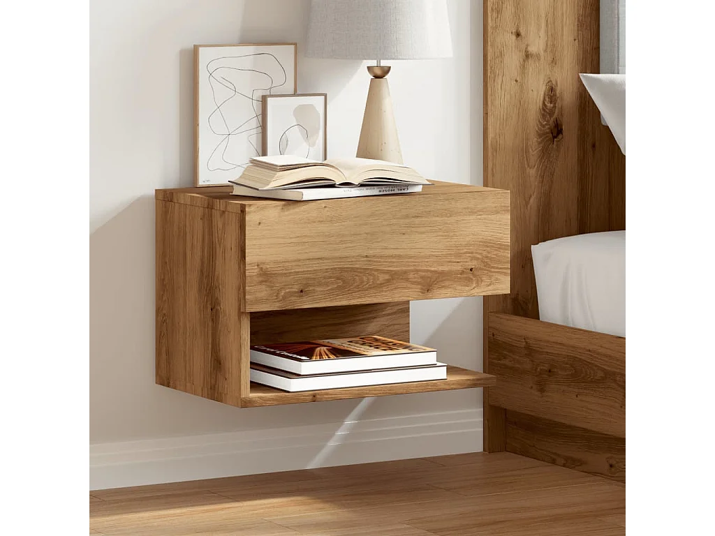 Mesa de cabeceira de parede carvalho artisiano