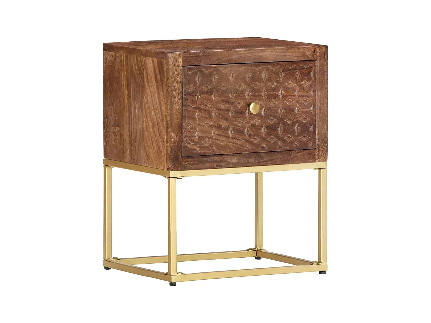 Mesita de noche de madera maciza de mango 40x30x50 cm