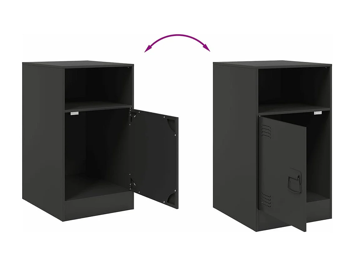 Tables de chevet 2 pièces noir 34,5x39x62 cm acier