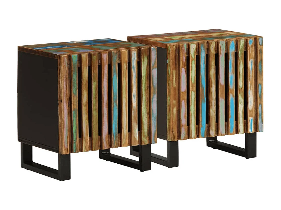 Mesitas de noche 2 unidades de madera maciza reciclada 40x33x46 cm