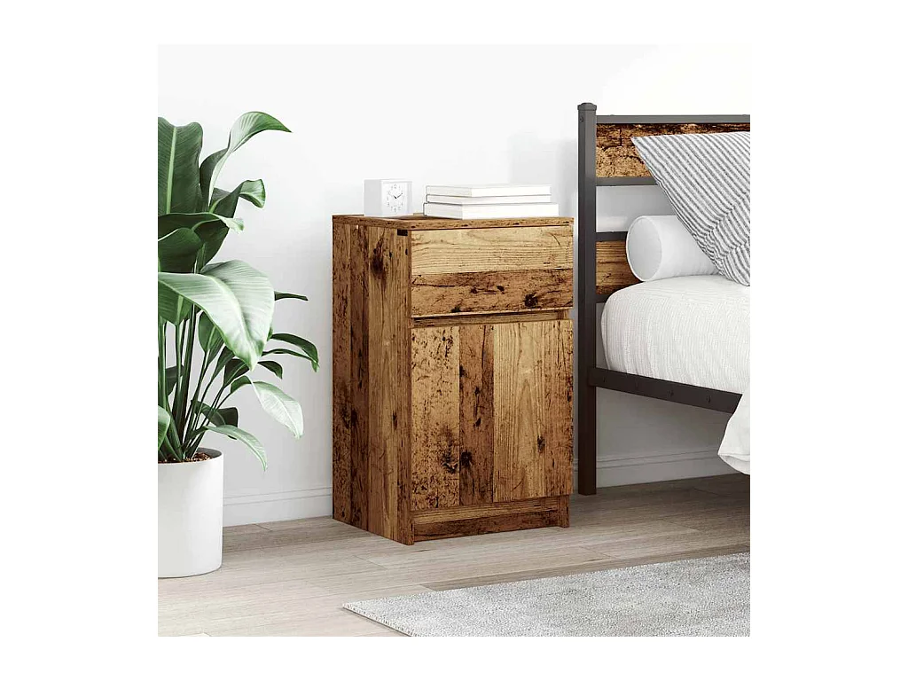 Table de chevet vieux bois 39x35x65 cm bois d’ingénierie
