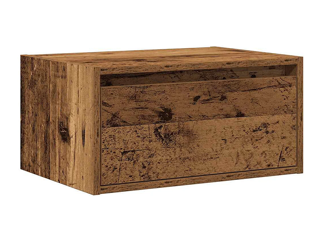 Table de chevet murale avec lumières LED vieux bois