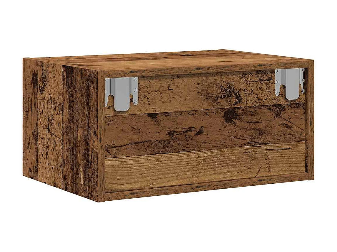 Table de chevet murale avec lumières LED vieux bois