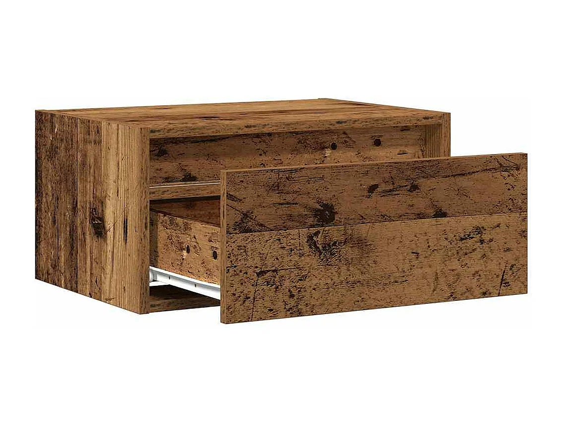 Table de chevet murale avec lumières LED vieux bois