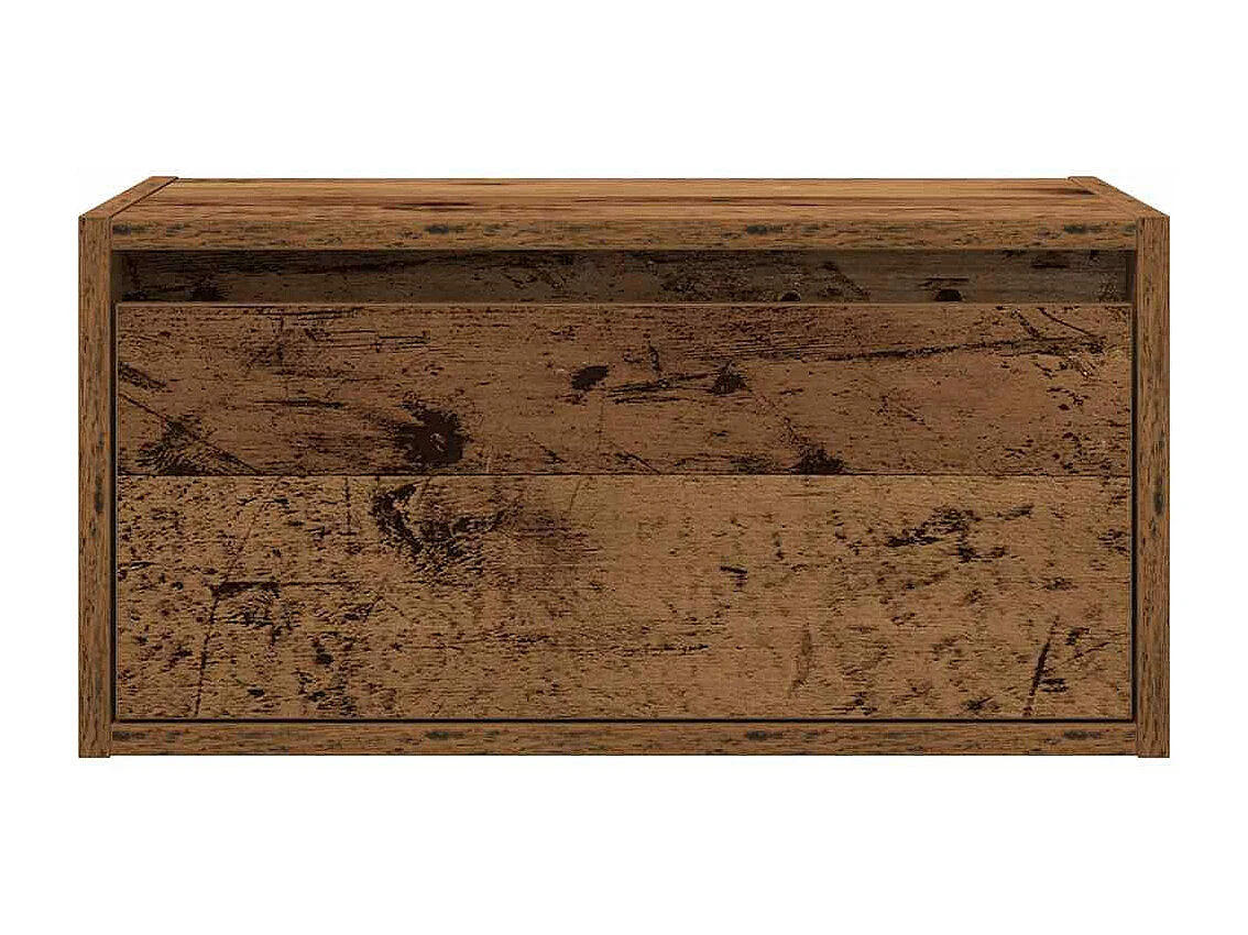 Mesita de noche de pared con luces LED madera antigua