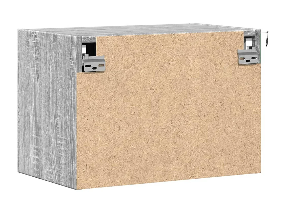 Mesita de noche de pared con luces LED gris Sonoma