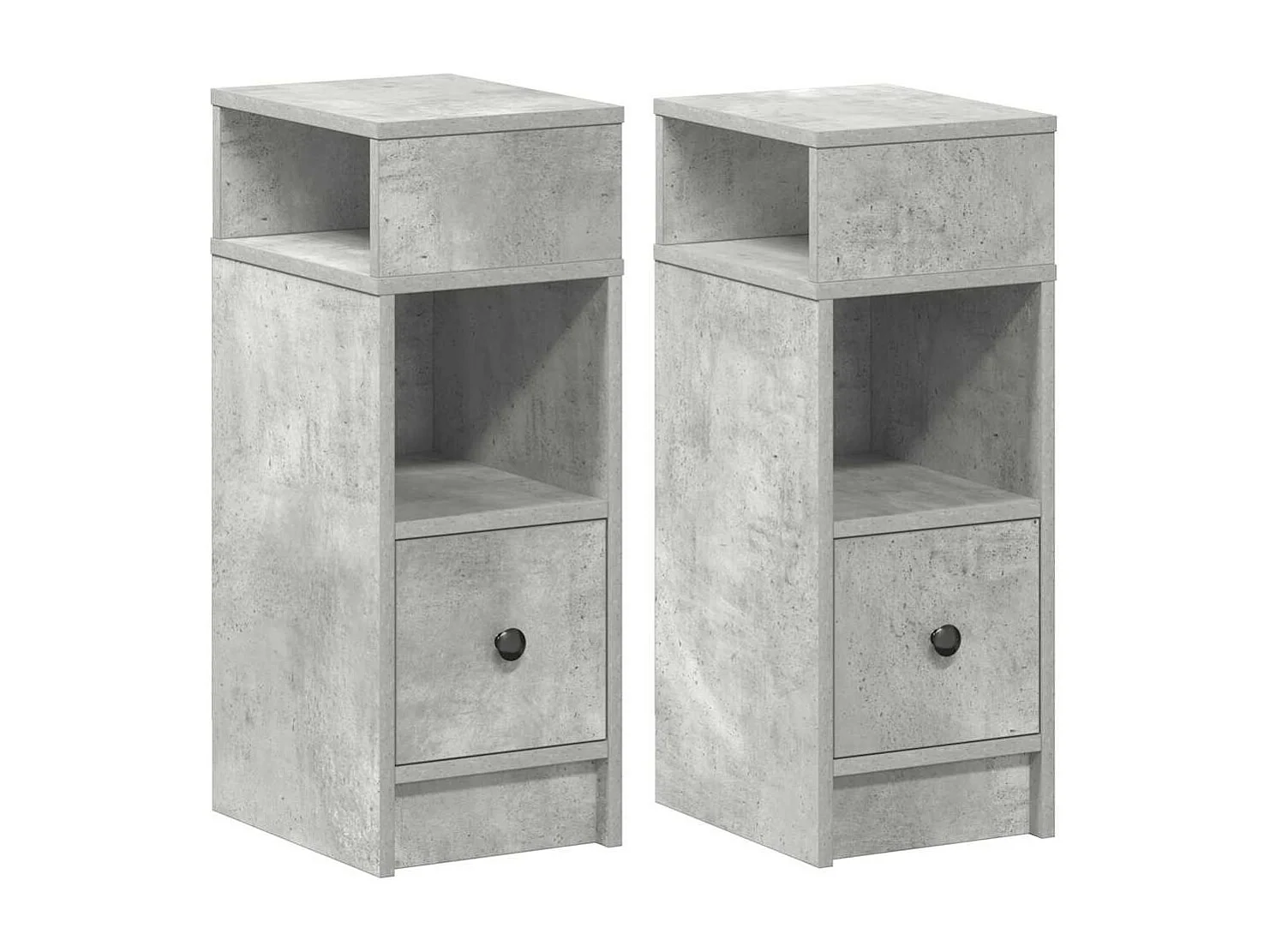 Tables de chevet 2 pièces avec tiroir gris béton 25x31x66 cm