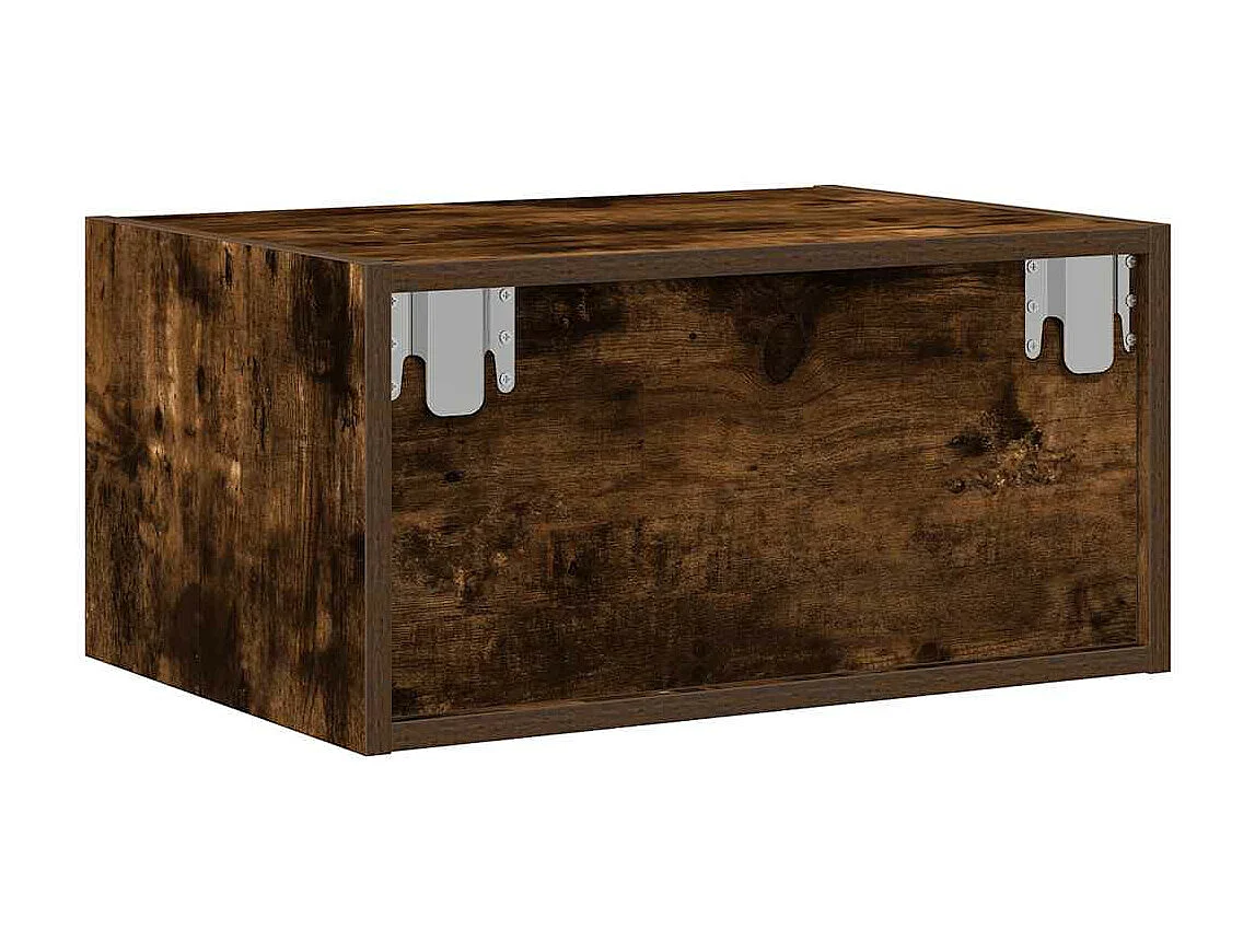 Table de chevet murale avec lumières LED chêne fumé