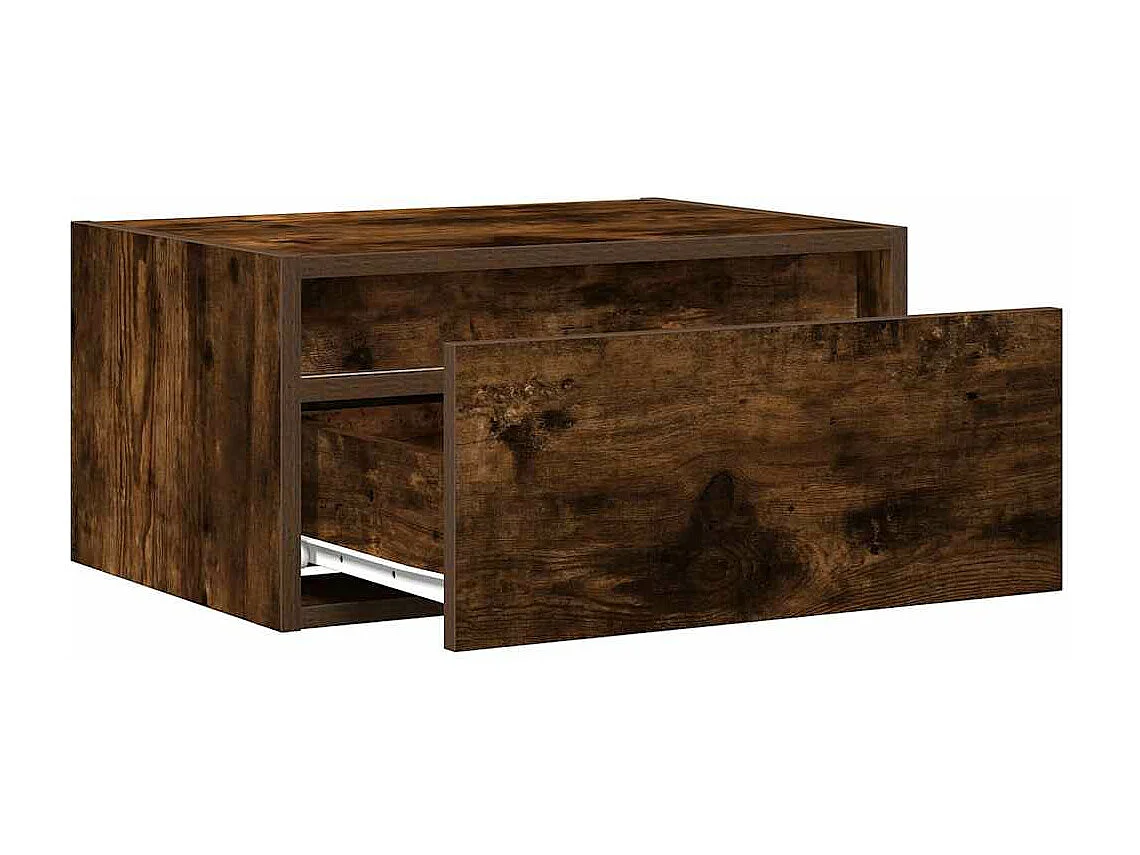 Table de chevet murale avec lumières LED chêne fumé