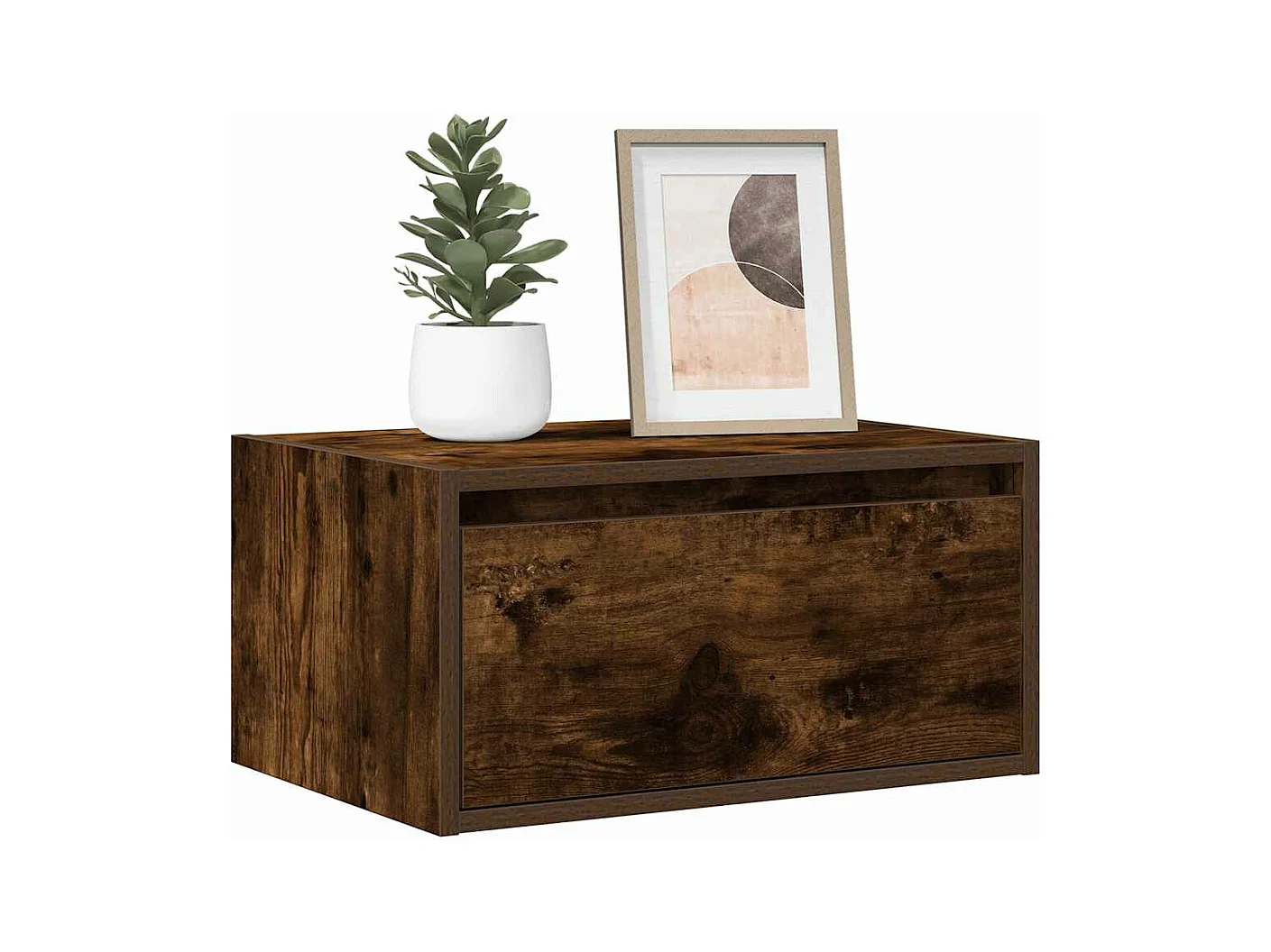 Table de chevet murale avec lumières LED chêne fumé