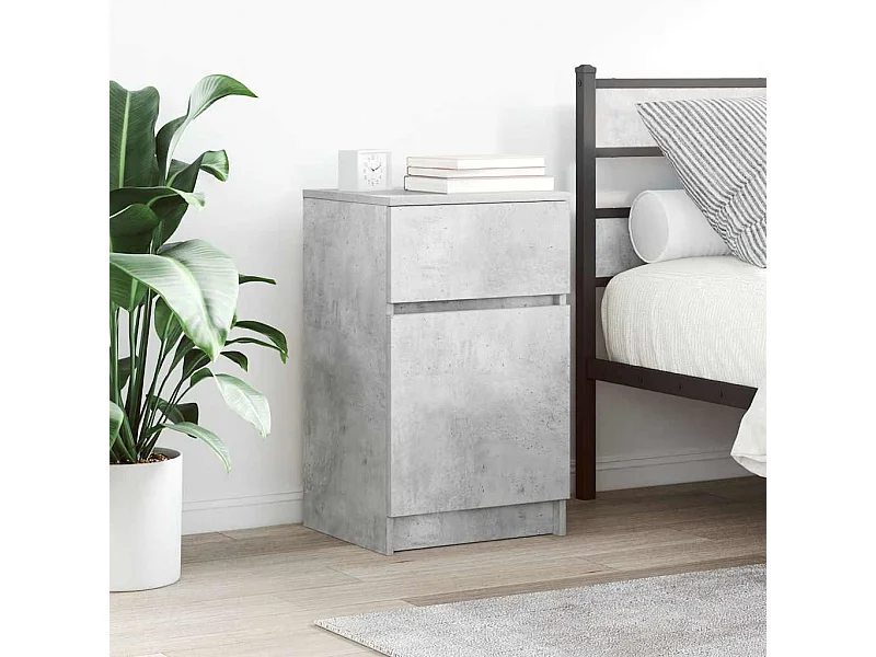 Table de chevet gris béton 39x35x65 cm bois d’ingénierie