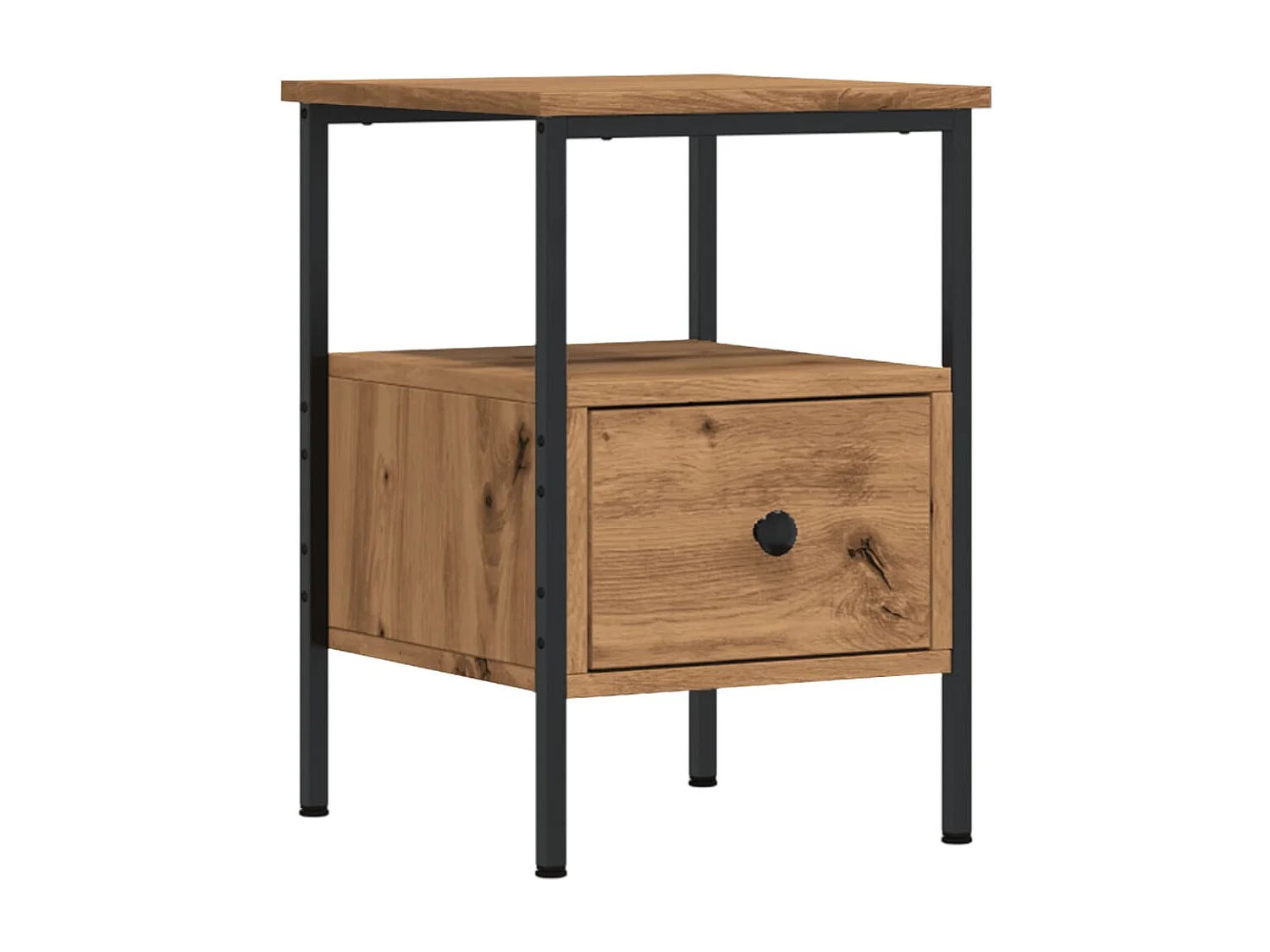 Table de chevet chêne artisanal 34x36x50 cm bois d'ingénierie