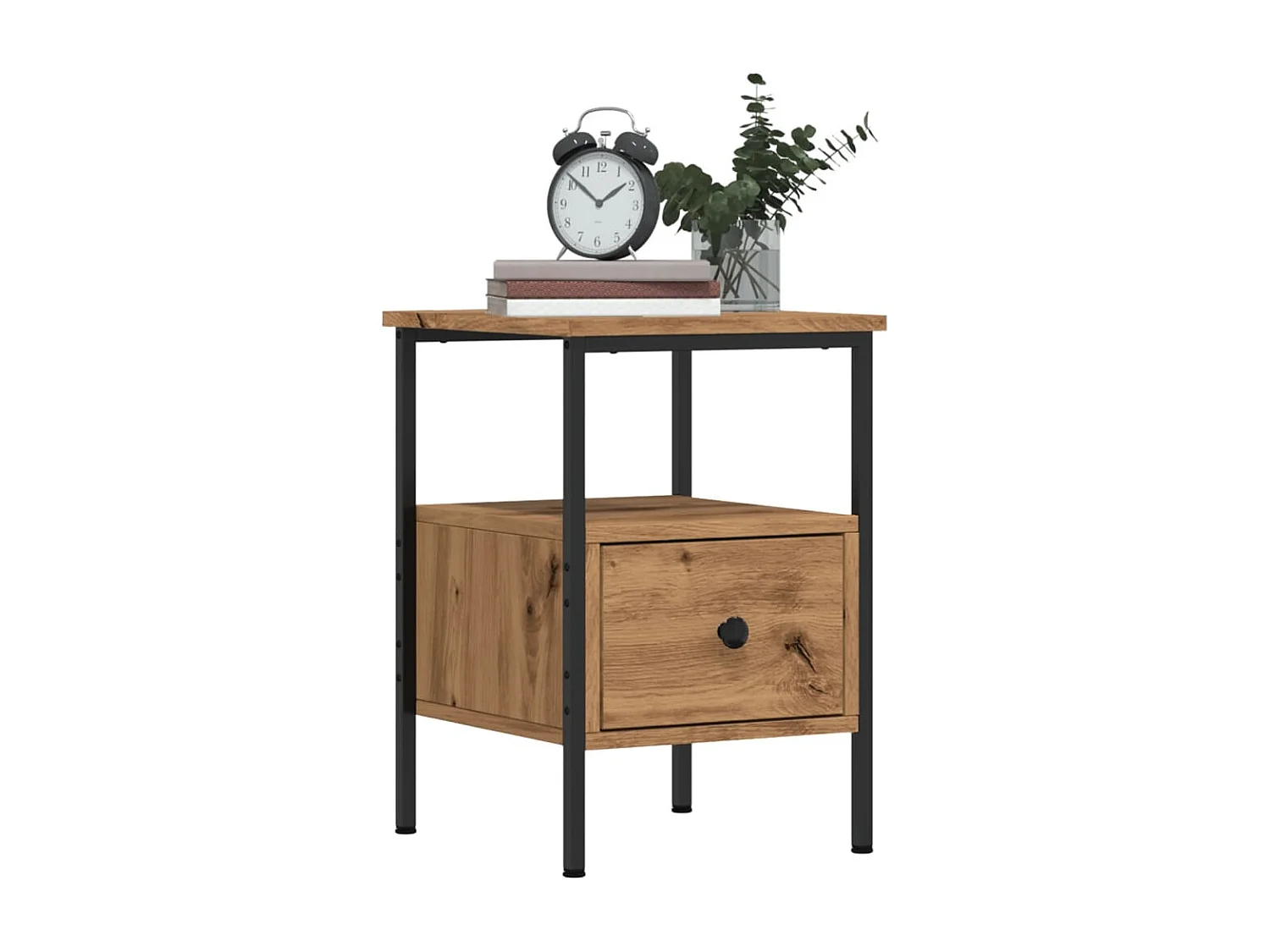 Table de chevet chêne artisanal 34x36x50 cm bois d'ingénierie