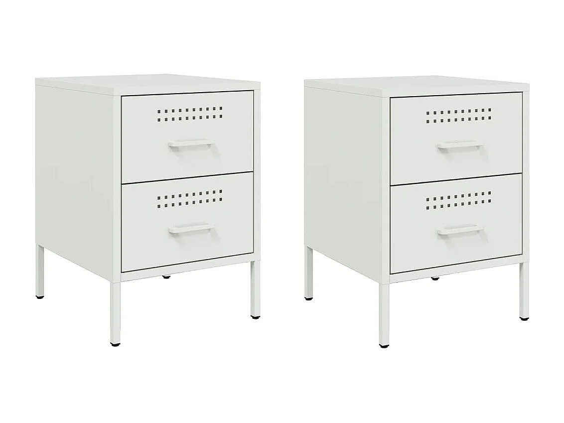 Tables de chevet 2 pièces blanc 36x39x50,5 cm acier