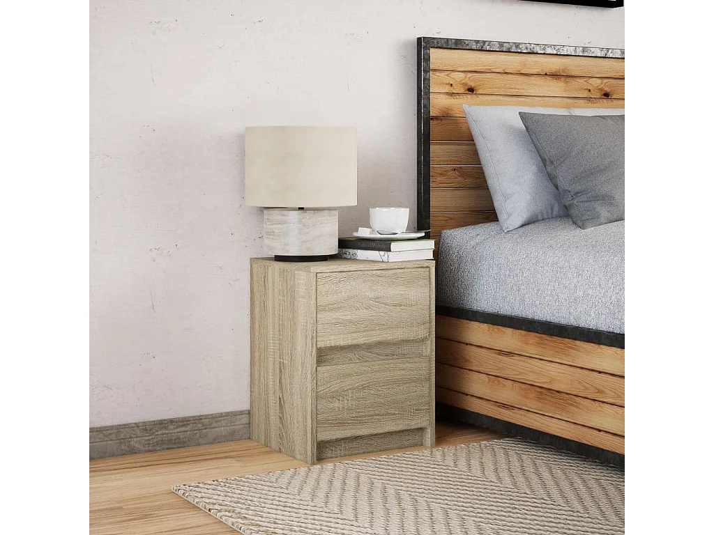 Mesa cabeceira com luzes LED derivados madeira carvalho sonoma