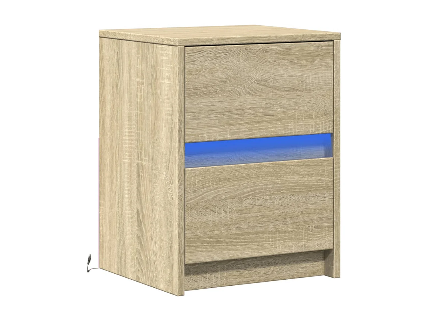 Table de chevet avec lumières LED chêne sonoma
