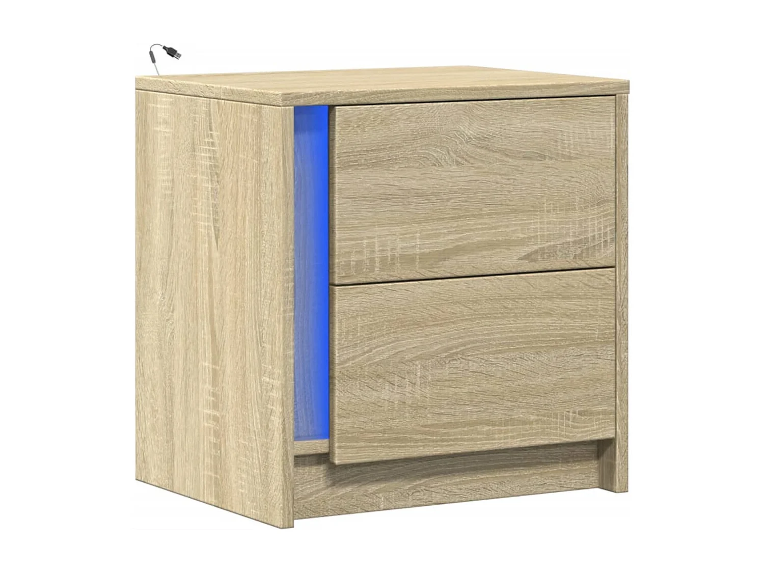 Table de chevet avec lumières LED chêne sonoma