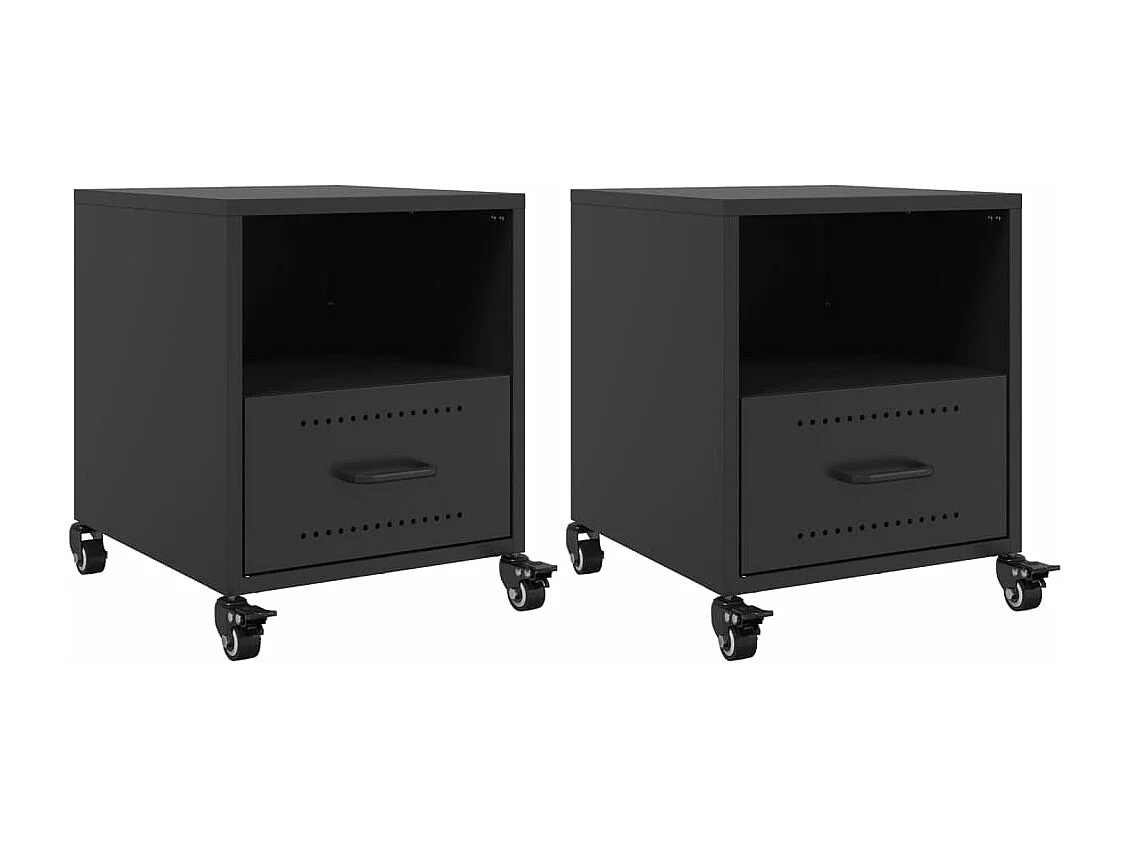 Tables de chevet 2 pièces noir 36x39x43,5 cm acier