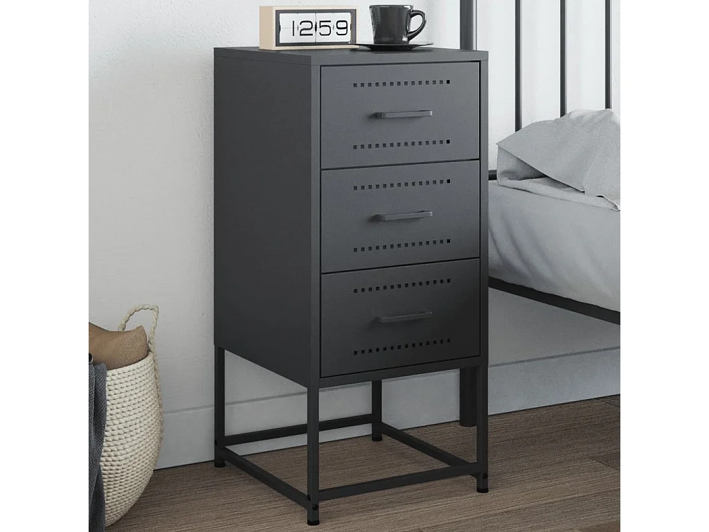 Table de chevet anthracite 36x39x78 cm acier