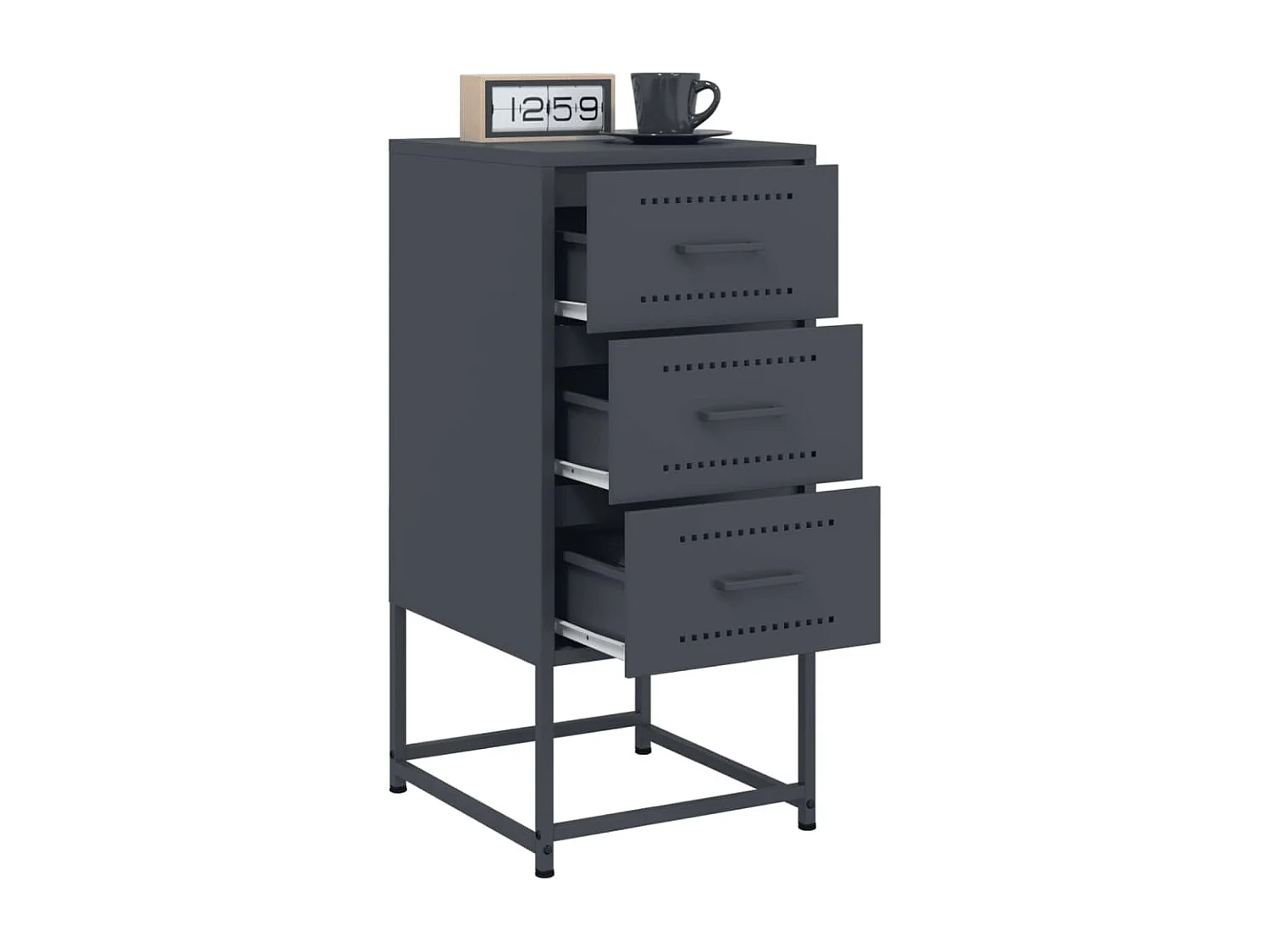 Table de chevet anthracite 36x39x78 cm acier