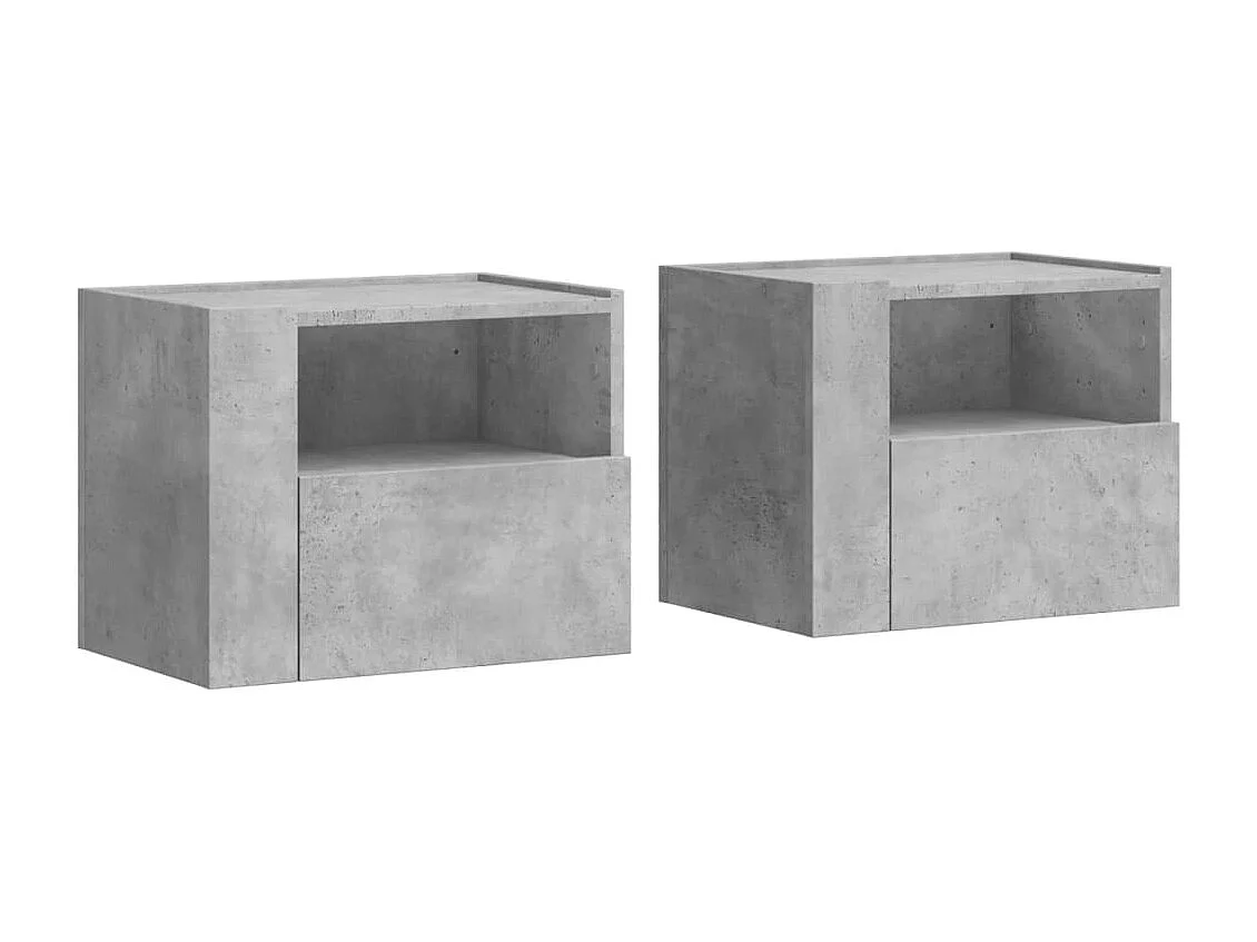 Tables de chevet murales 2 pièces gris béton 45x30x35 cm