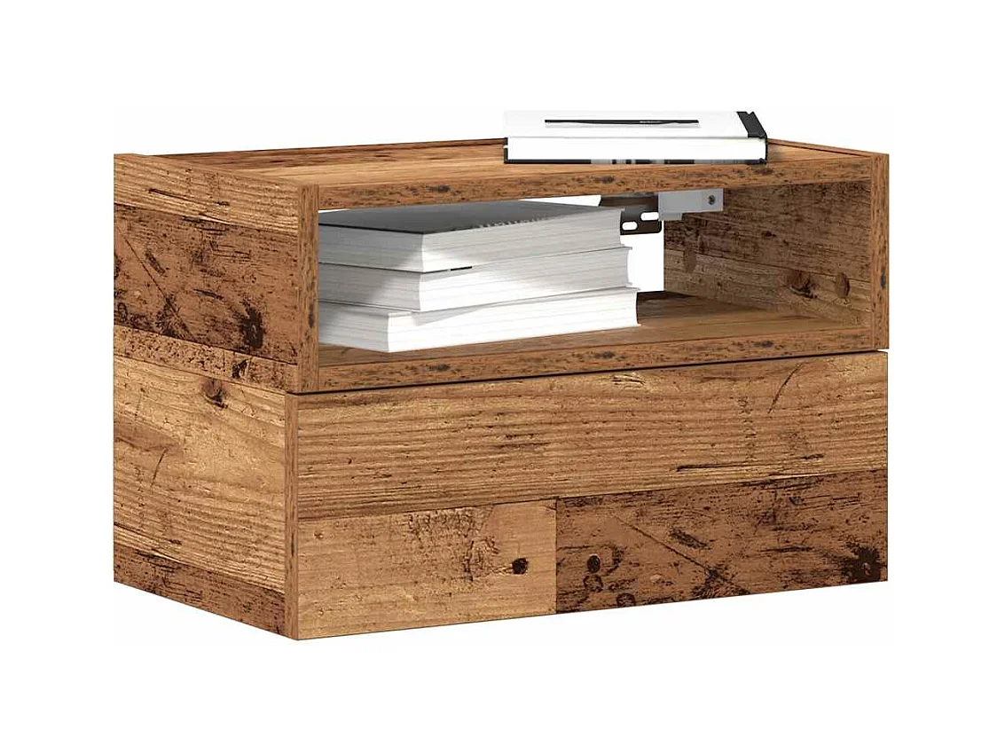 Table de chevet murale vieux bois 45x26x28,5 cm