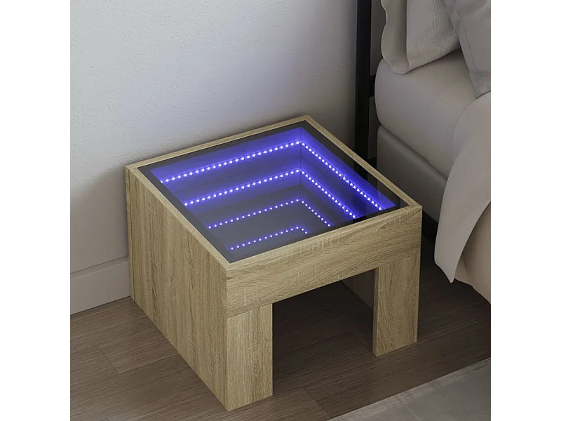 Mesa de cabeceira com LED Infinity 40x40x30 cm carvalho sonoma