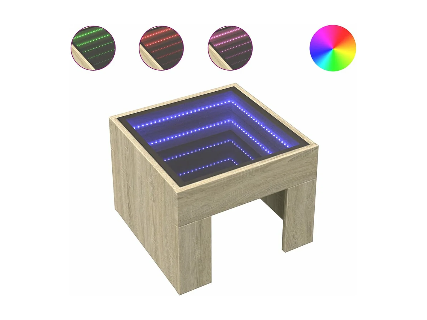Table de chevet avec LED infini chêne sonoma 40x40x30 cm
