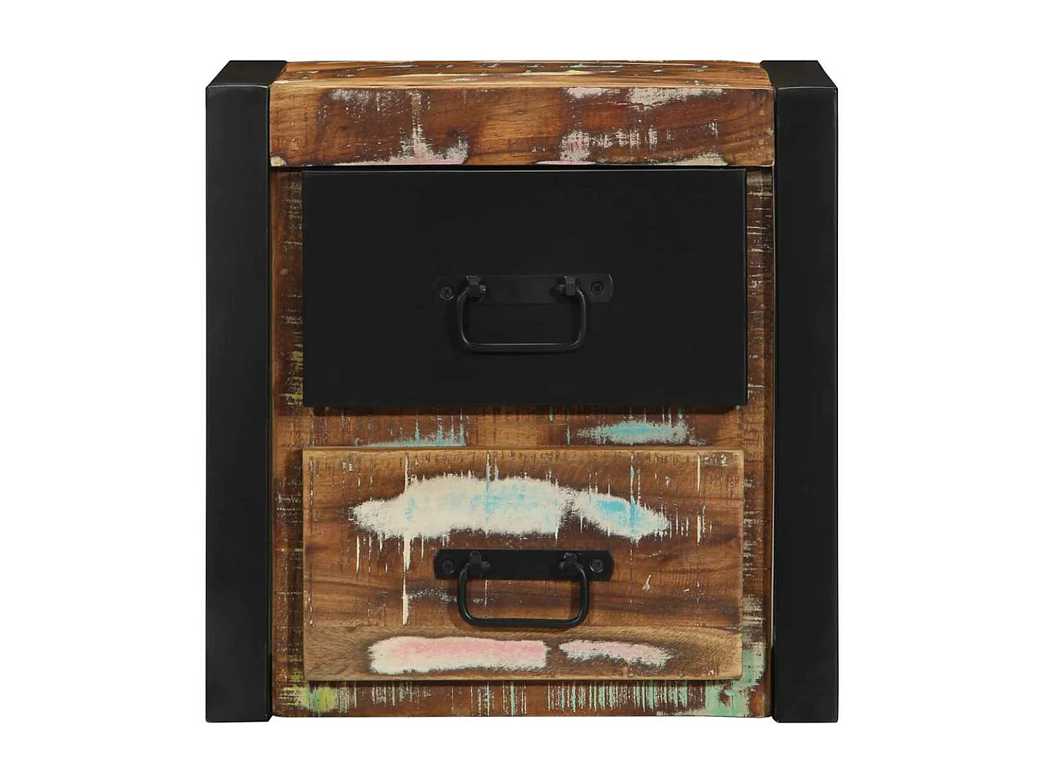 Table de chevet multicolore 40x35x40 cm bois de récupération