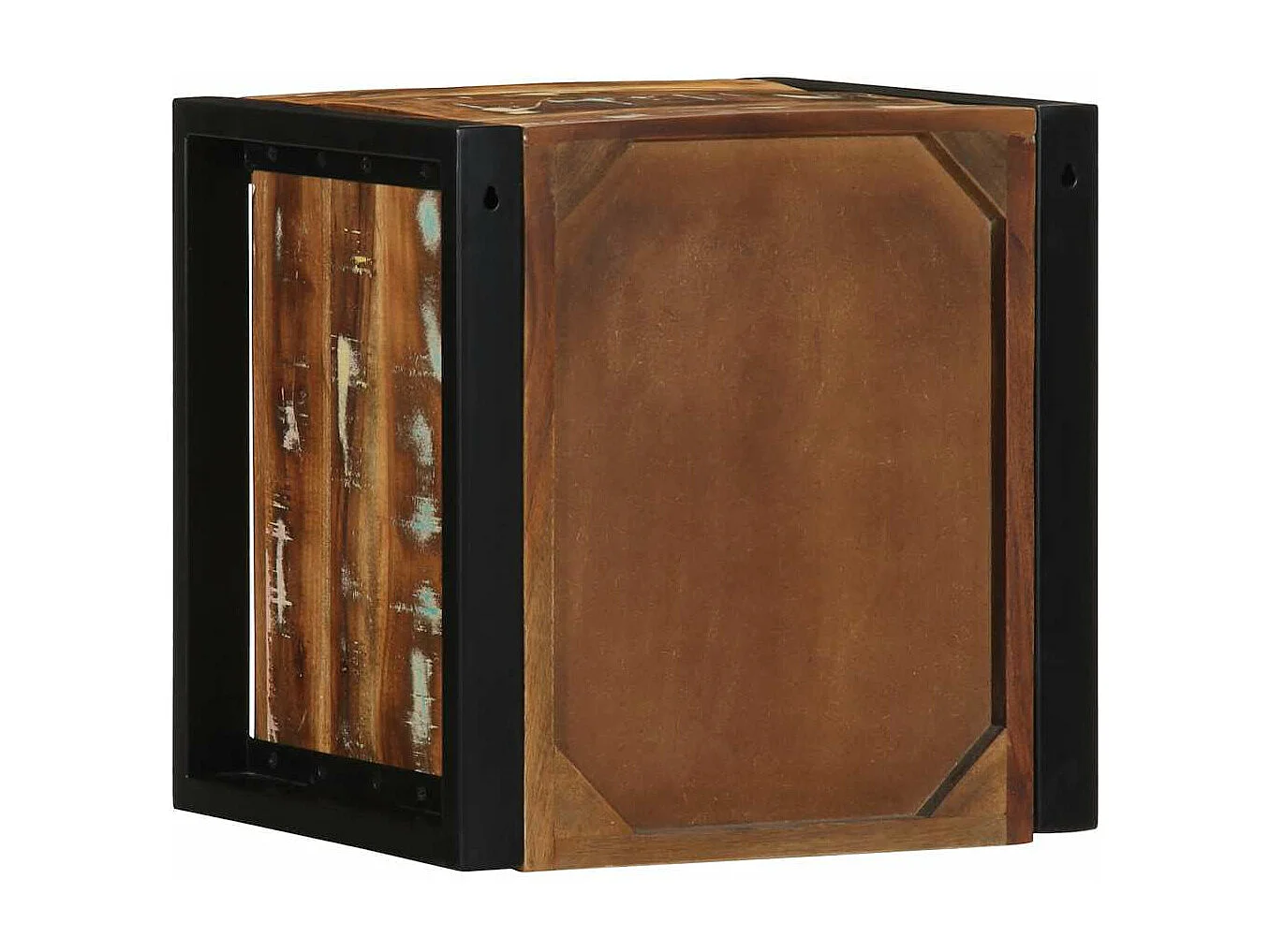 Table de chevet multicolore 40x35x40 cm bois de récupération