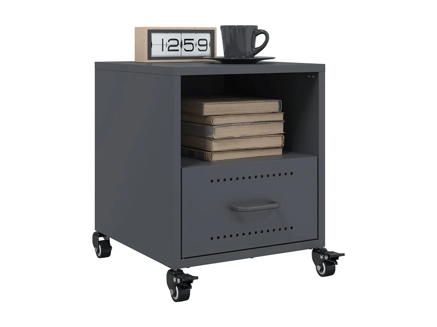 Table de chevet anthracite 36x39x43,5 cm acier