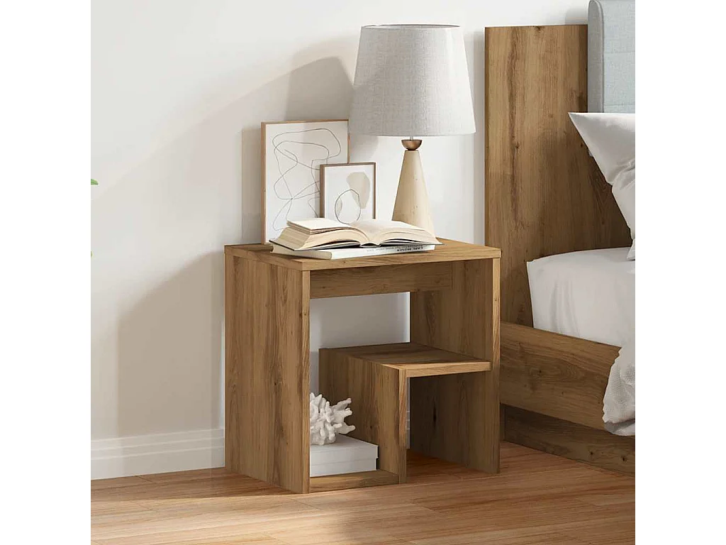Mesita de noche madera de ingeniería roble artisian 40x30x40 cm