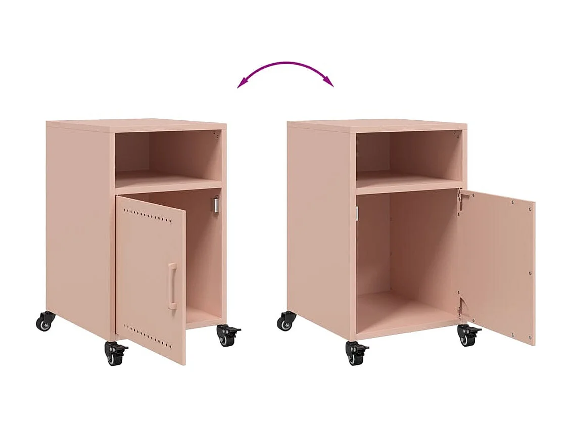 Tables de chevet 2 pièces rose 36x39x59 cm acier