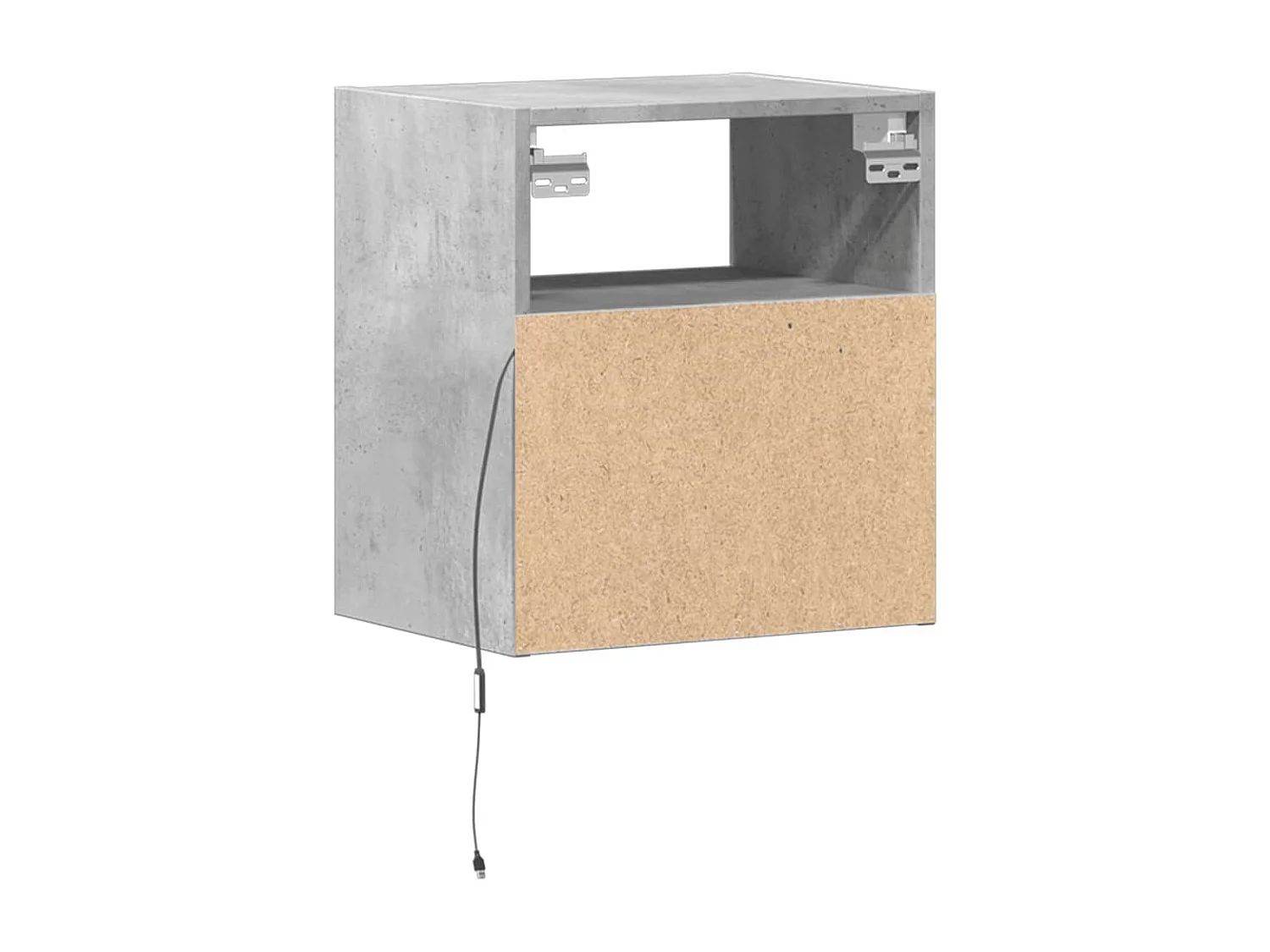 Tables de chevet murales avec lumières LED 2 pièces gris béton