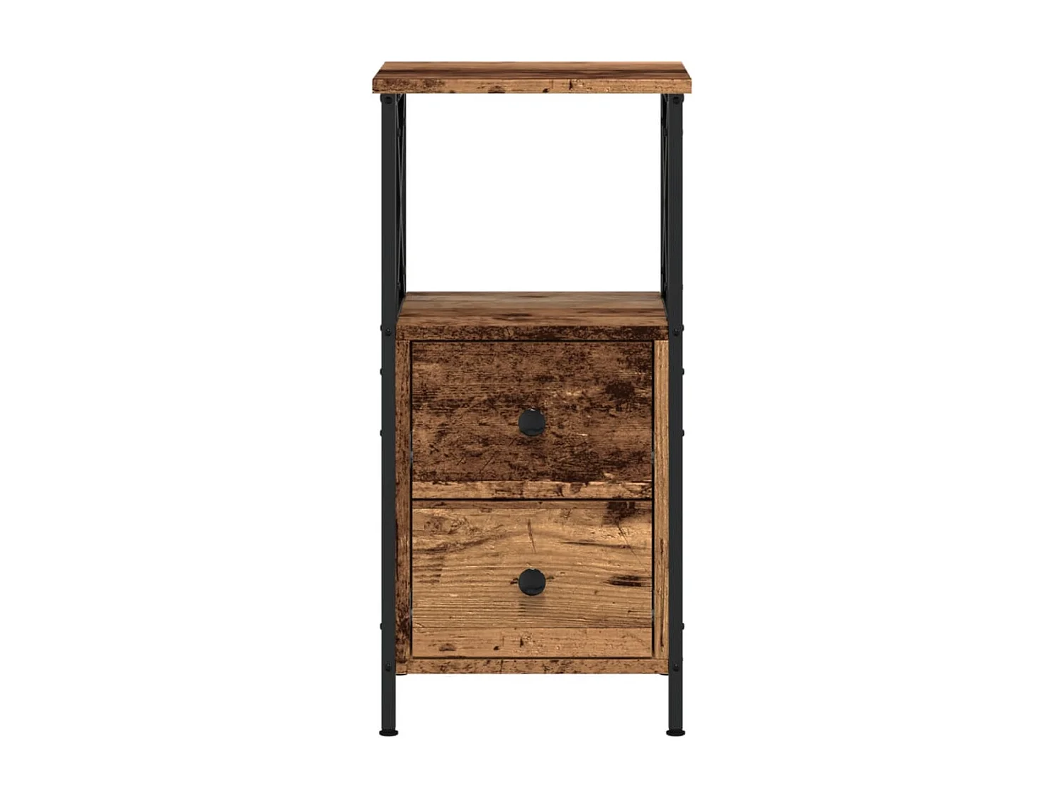 Tables de chevet 2 pièces vieux bois 34x35,5x70 cm bois ingénierie