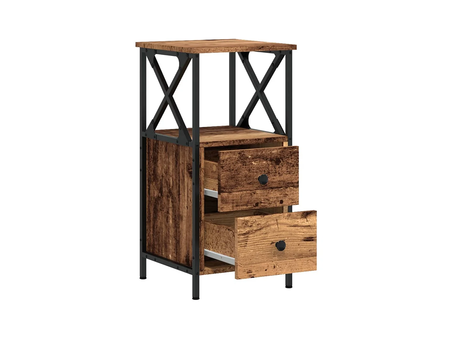 Tables de chevet 2 pièces vieux bois 34x35,5x70 cm bois ingénierie