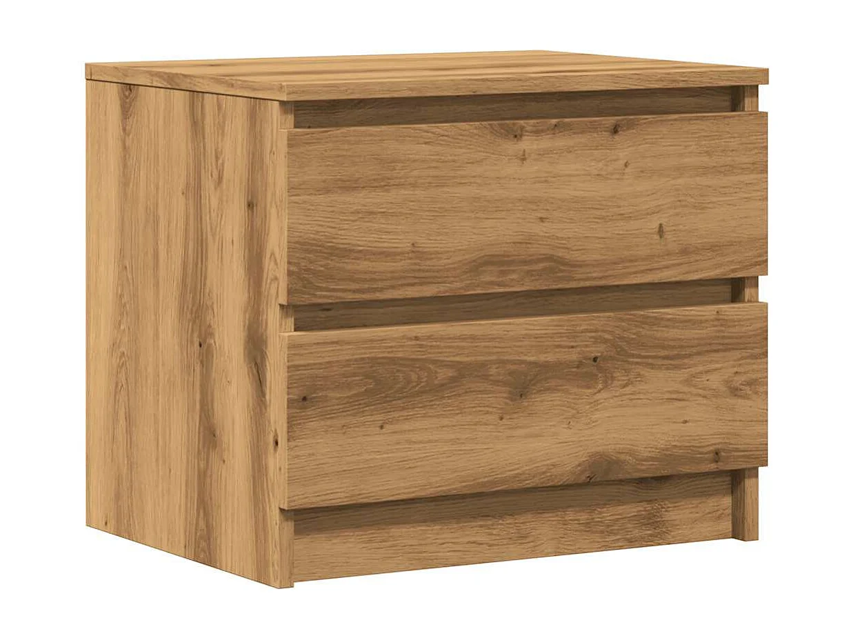 Table de chevet chêne artisanal 50x40x43.5 cm bois d’ingénierie