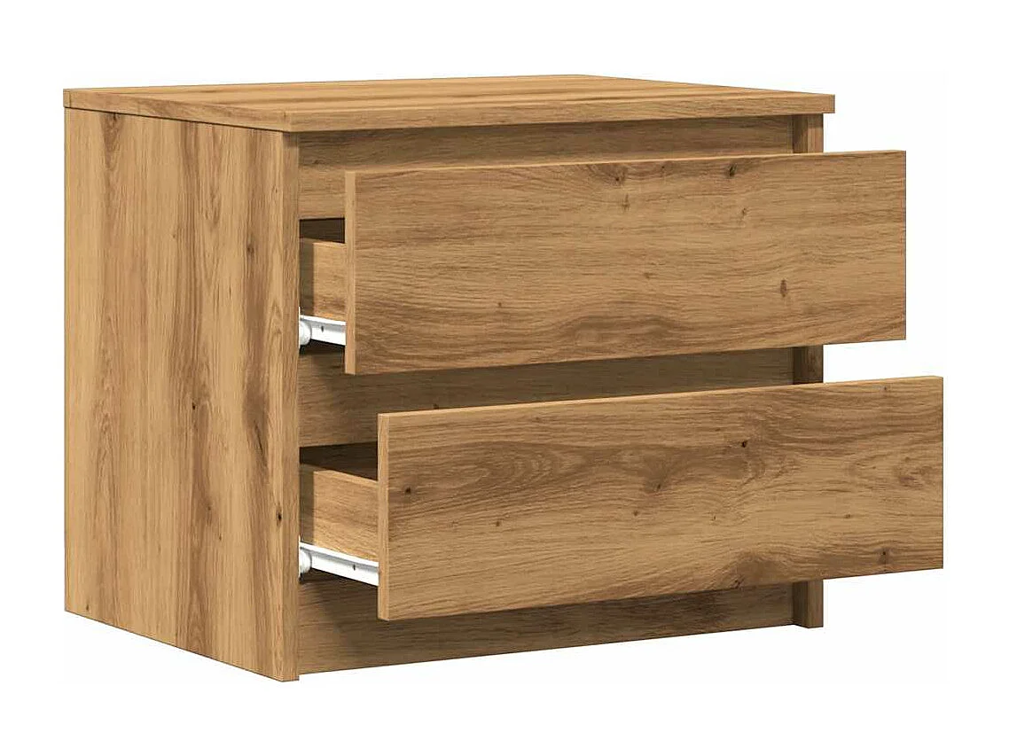 Table de chevet chêne artisanal 50x40x43.5 cm bois d’ingénierie