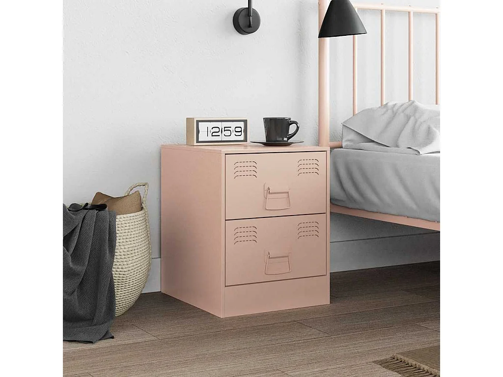 Mesa de cabeceira 34,5x39x44 cm aço rosa