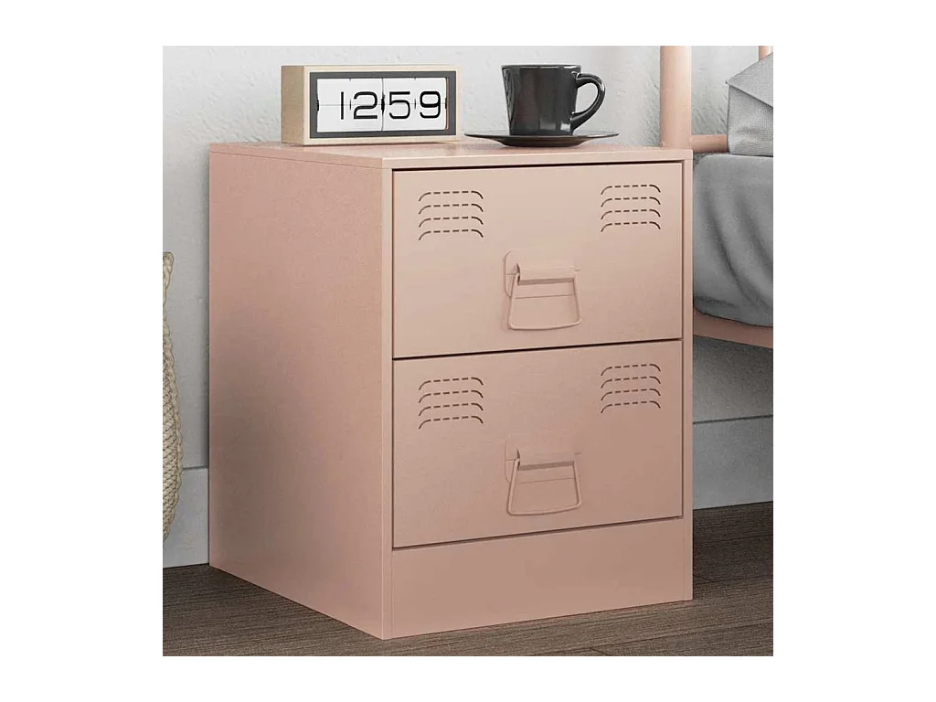 Table de chevet rose 34,5x39x44 cm acier