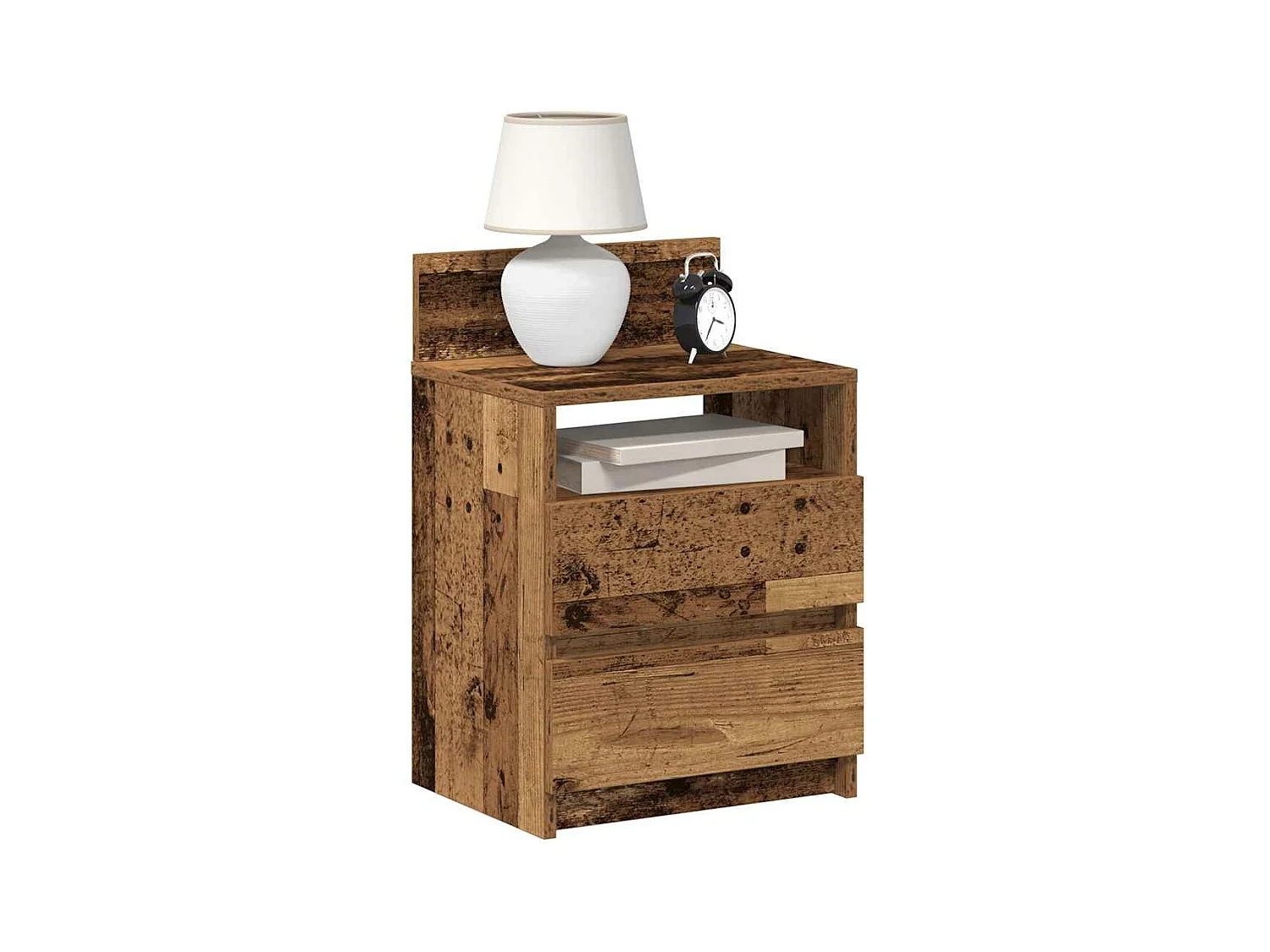 Tables de chevet 2 pièces avec 2 tiroirs vieux bois 40x33x60 cm