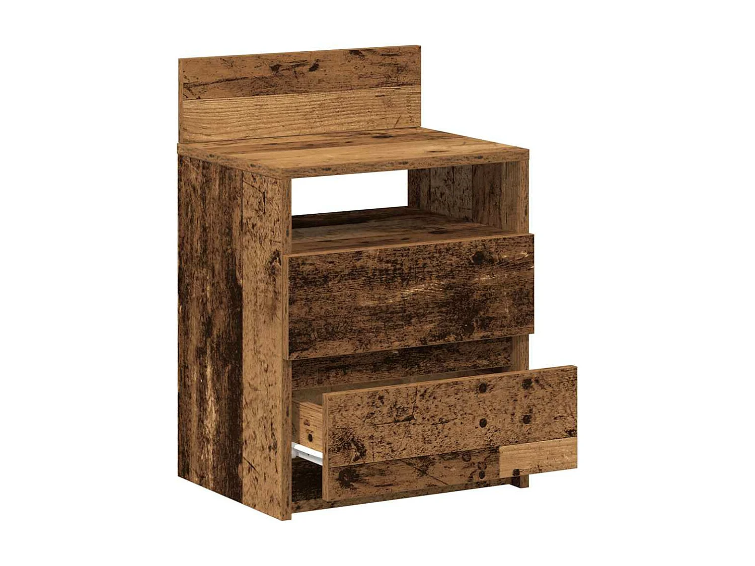 Tables de chevet 2 pièces avec 2 tiroirs vieux bois 40x33x60 cm