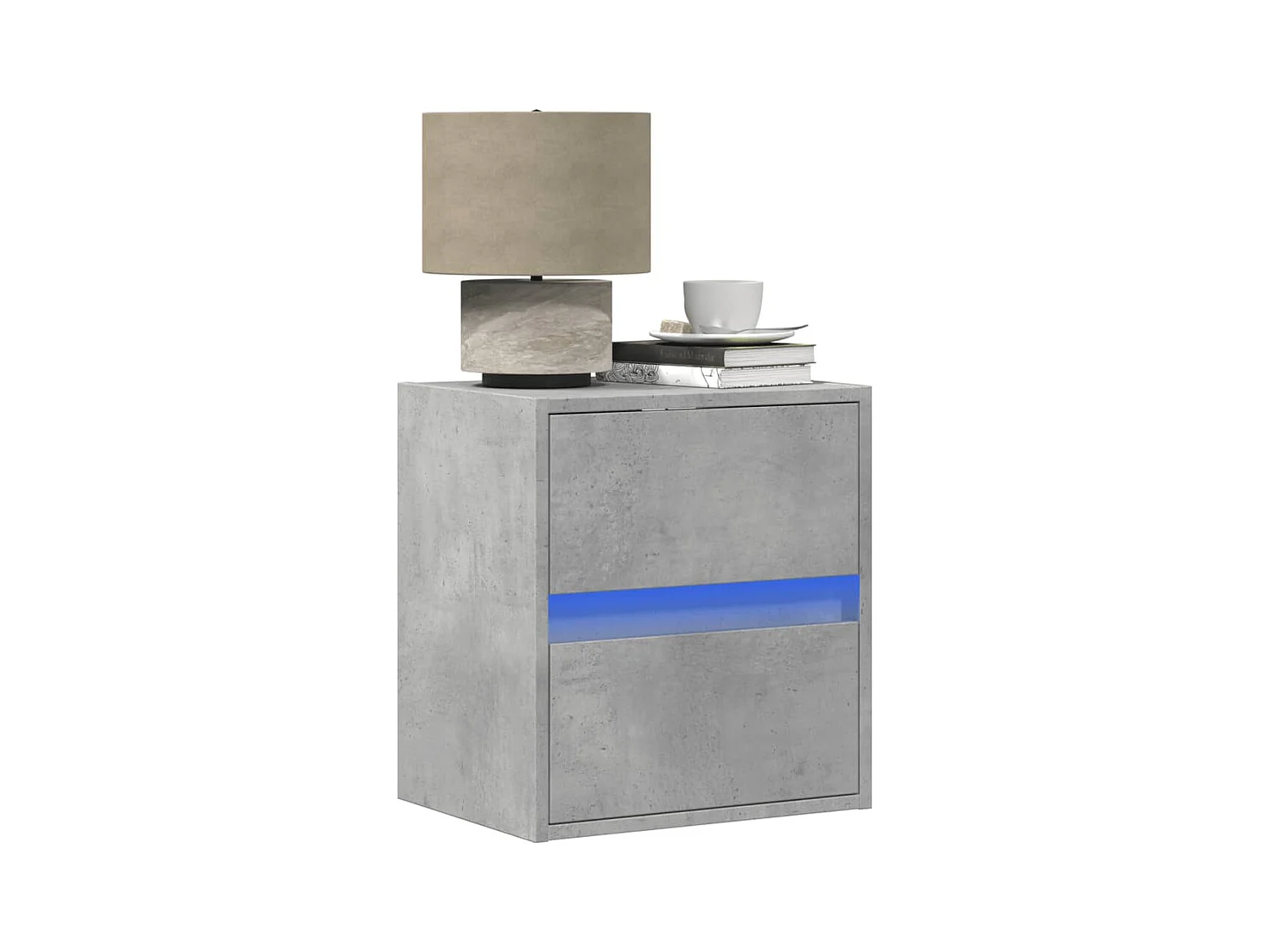 Table de chevet murale avec lumières LED gris béton