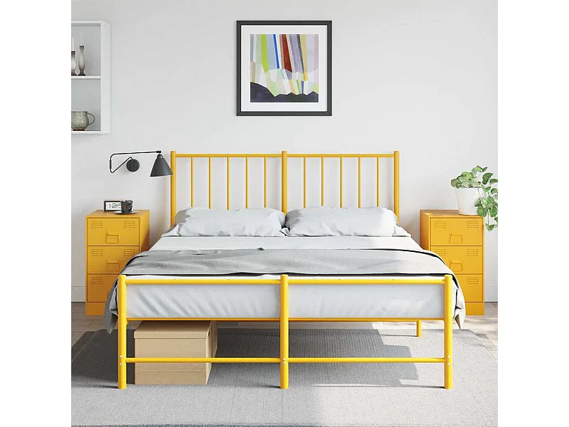 Tables de chevet 2 pièces jaune moutarde 34,5x39x62 cm acier