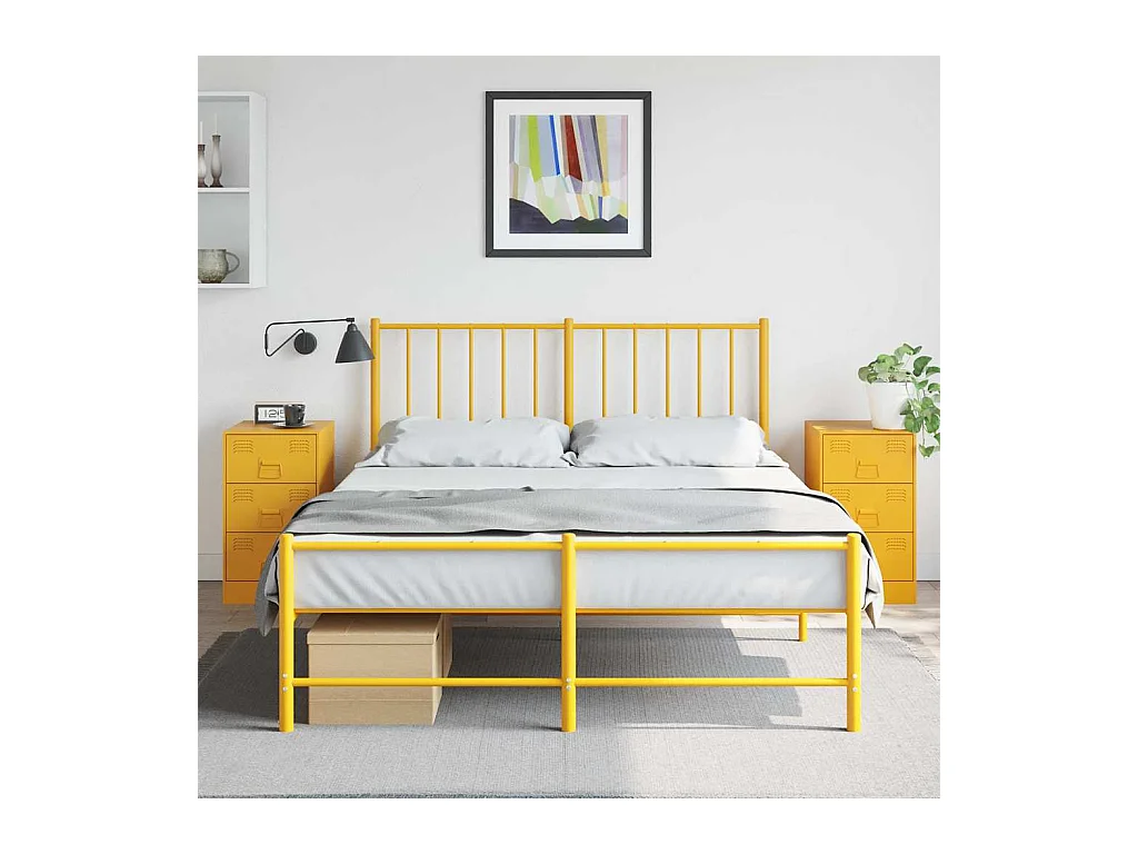 Tables de chevet 2 pièces jaune moutarde 34,5x39x62 cm acier