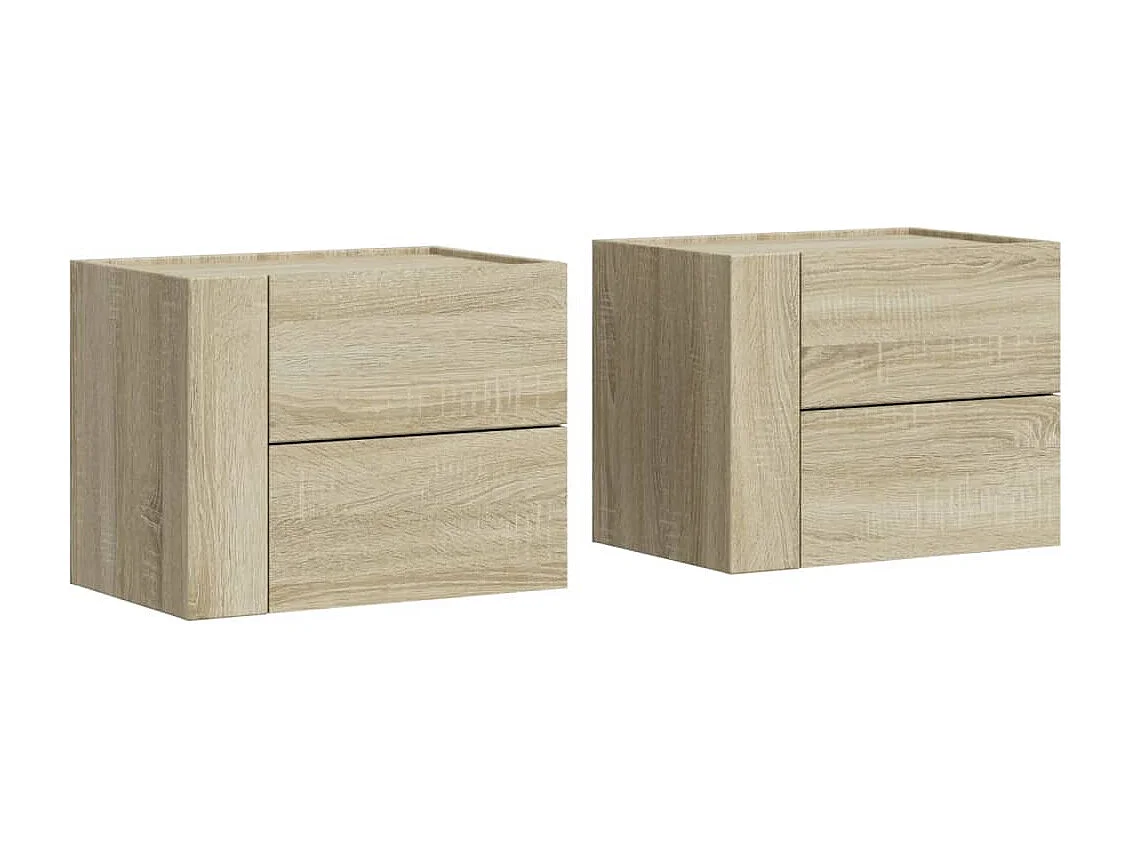Tables de chevet murales 2 pièces chêne sonoma 45x30x35 cm