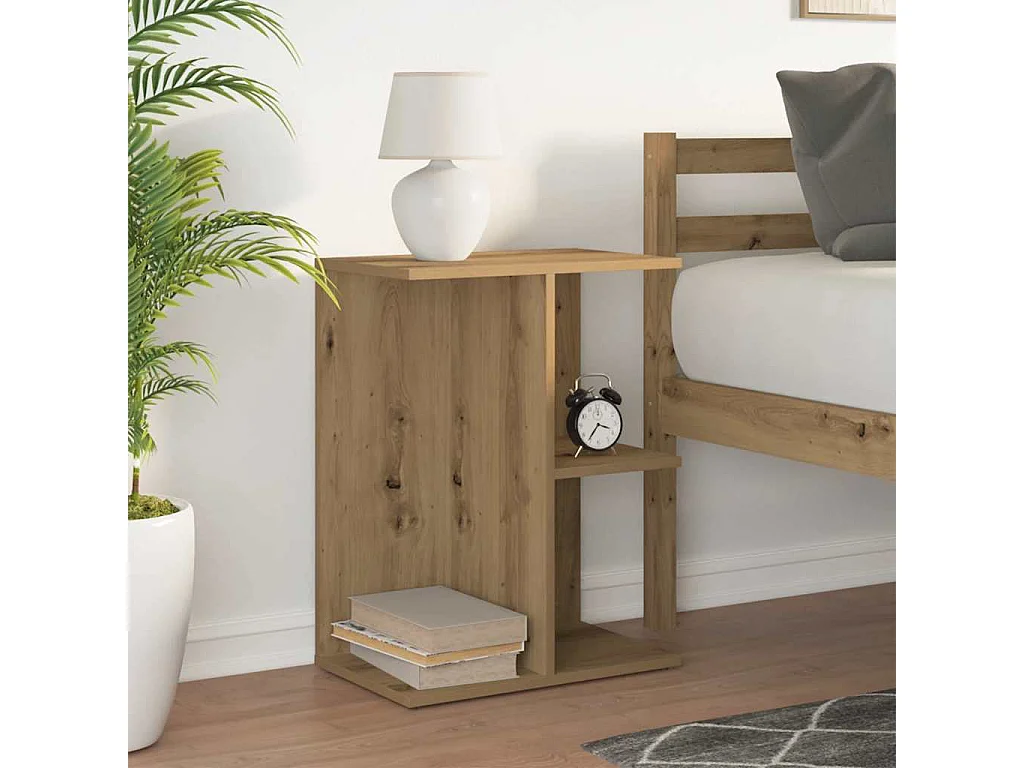 Nachtkastje 46,5x29x61 cm bewerkt hout artisanaal eikenkleurig