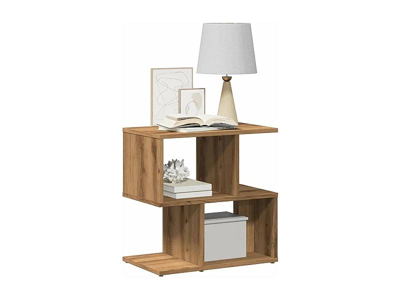 Table de chevet chêne artisanal 50x30x51,5 cm bois d'ingénierie