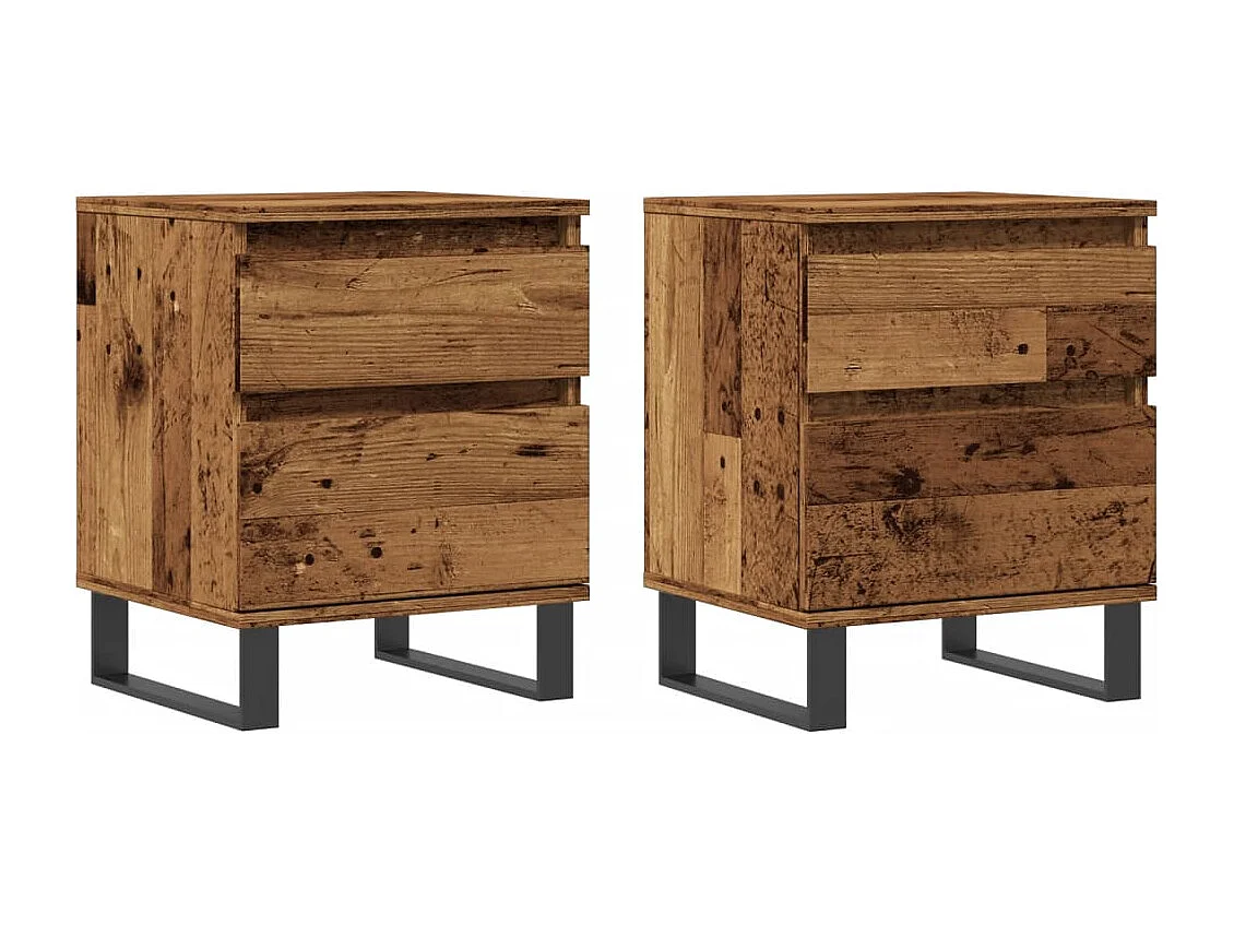 Nachtkastjes 2 st 40x35x50 cm bewerkt hout oud houtkleurig